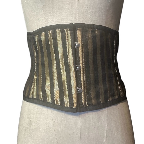 Gold and black stripe circus corset cincher - Picture 1 of 3